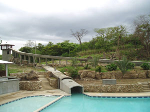 The huge pool can be zoomed into from a 250-foot slide.